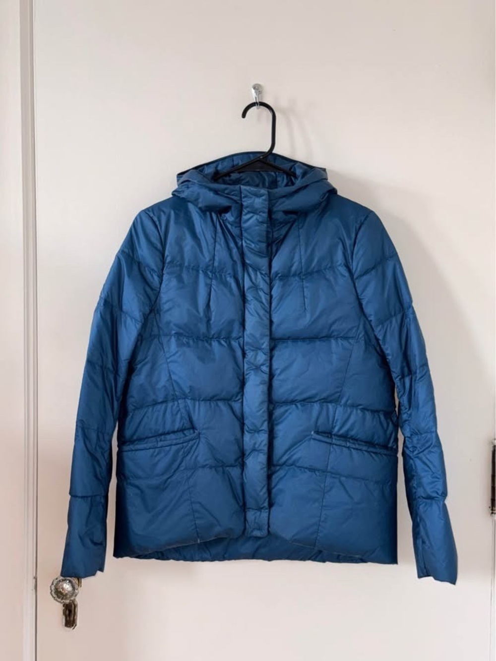 Jil Sander Men's Teal-Blue Hooded Puffer Jacket